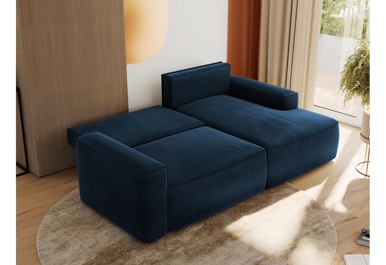 Narożnik BELLUNO L - strona prawa - ciemnoniebieski, welwet