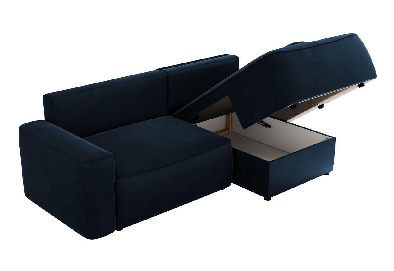Narożnik BELLUNO L - strona prawa - ciemnoniebieski, welwet