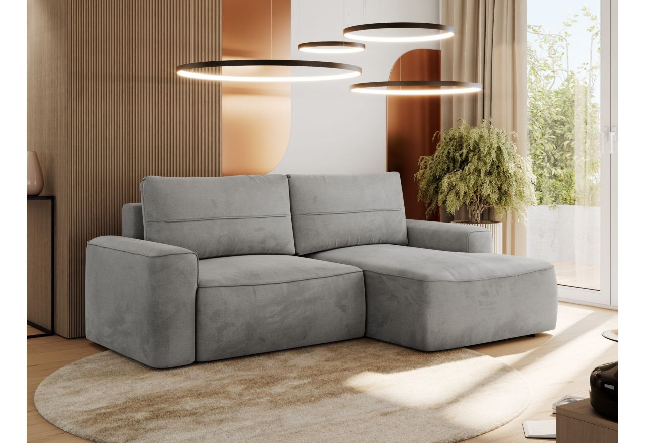 Narożnik BELLUNO L - strona prawa - jasnoszary, welwet