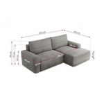 Narożnik BELLUNO L - strona prawa - jasnoszary, welwet