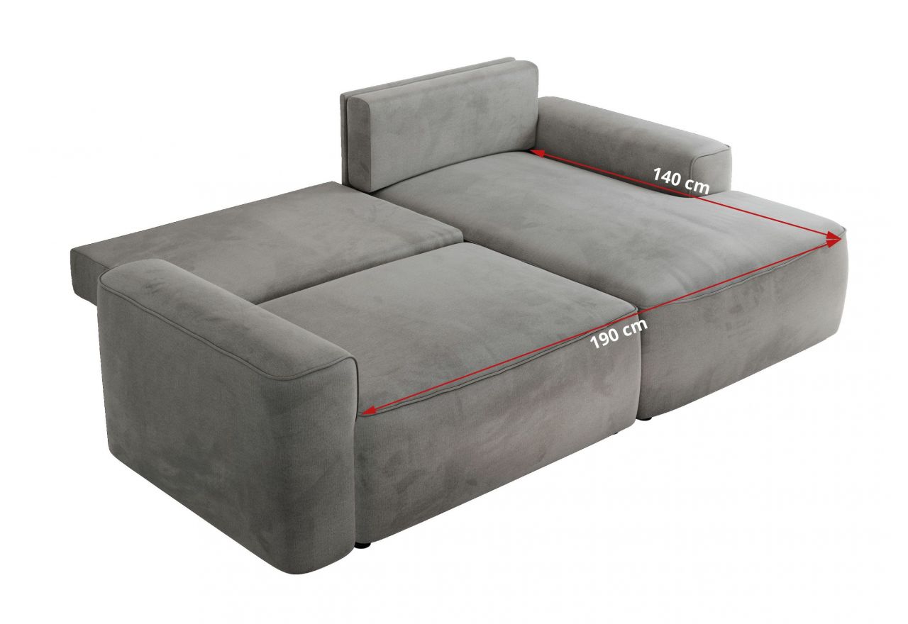 Narożnik BELLUNO L - strona prawa - jasnoszary, welwet