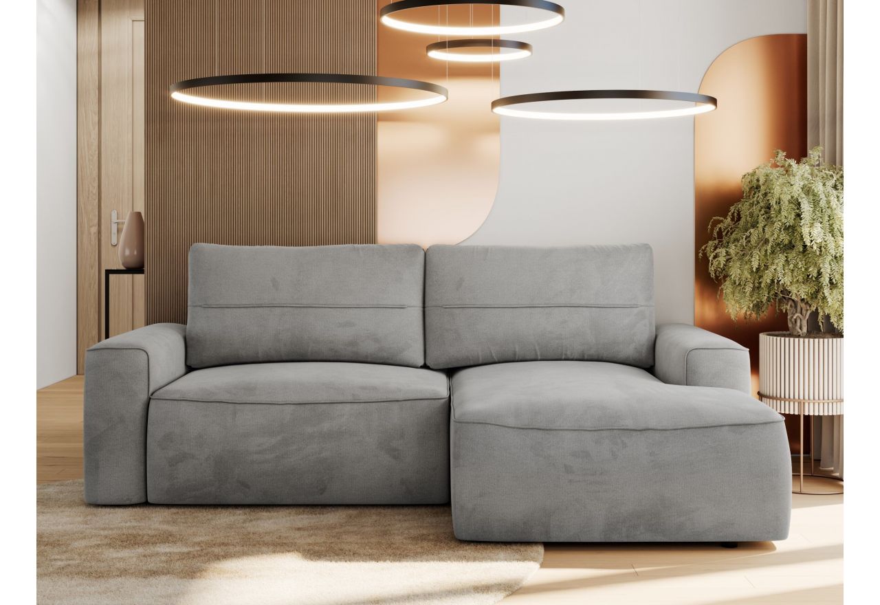 Narożnik BELLUNO L - strona prawa - jasnoszary, welwet