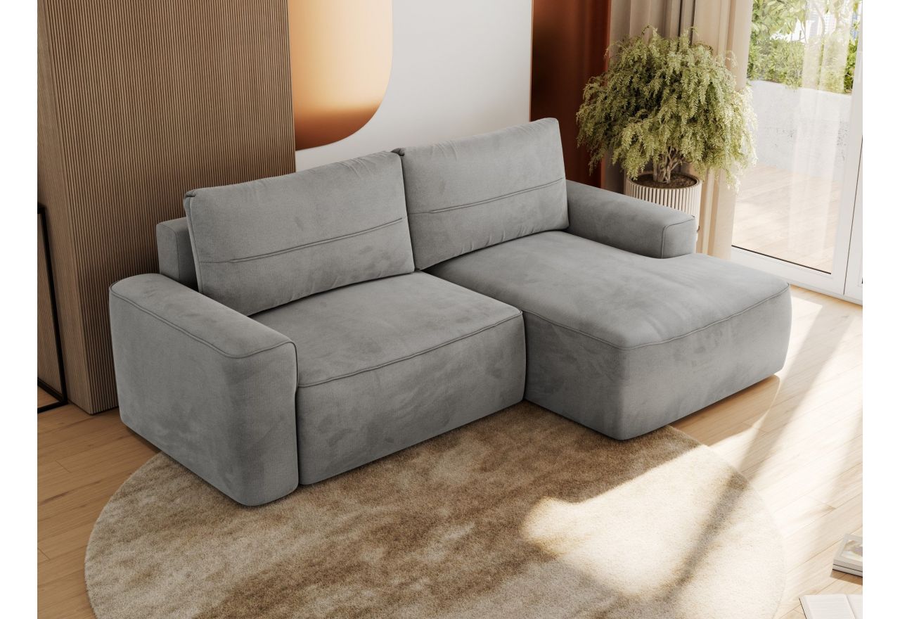 Narożnik BELLUNO L - strona prawa - jasnoszary, welwet