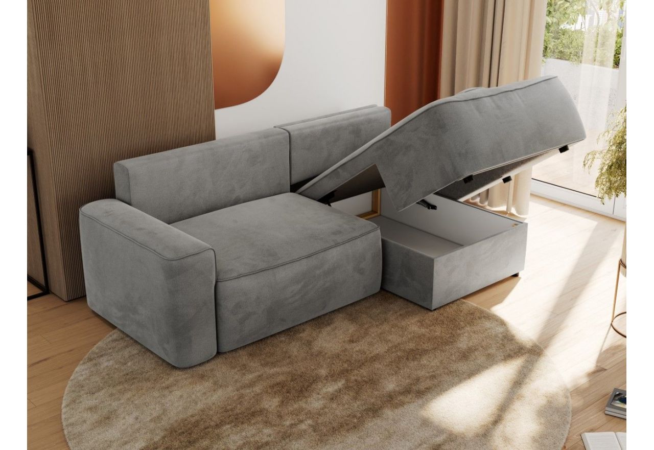 Narożnik BELLUNO L - strona prawa - jasnoszary, welwet