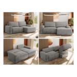 Narożnik BELLUNO L - strona prawa - jasnoszary, welwet