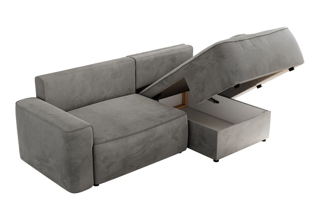 Narożnik BELLUNO L - strona prawa - jasnoszary, welwet