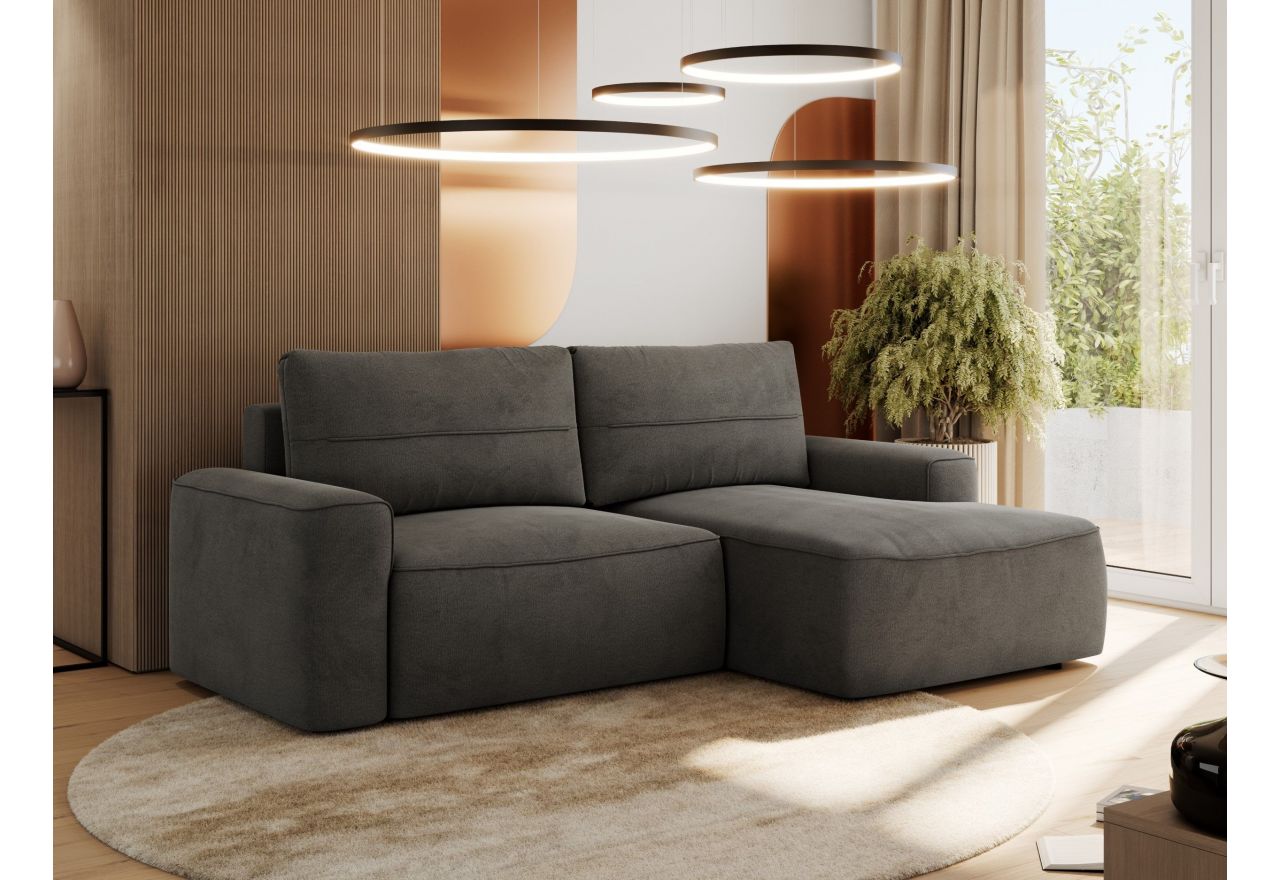 Narożnik BELLUNO L - strona prawa - ciemnoszary, welwet