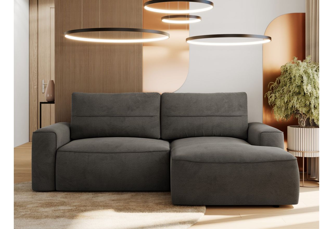 Narożnik BELLUNO L - strona prawa - ciemnoszary, welwet