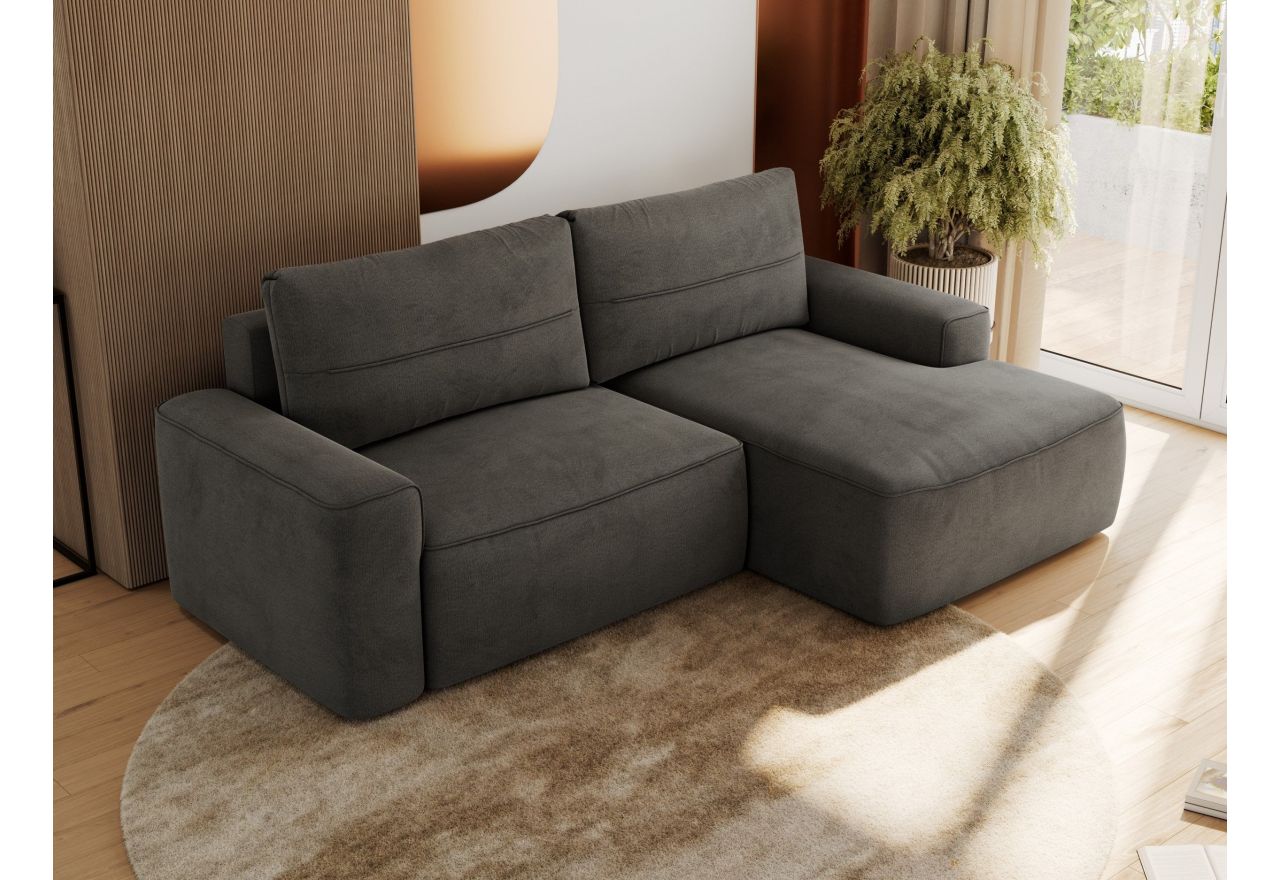 Narożnik BELLUNO L - strona prawa - ciemnoszary, welwet