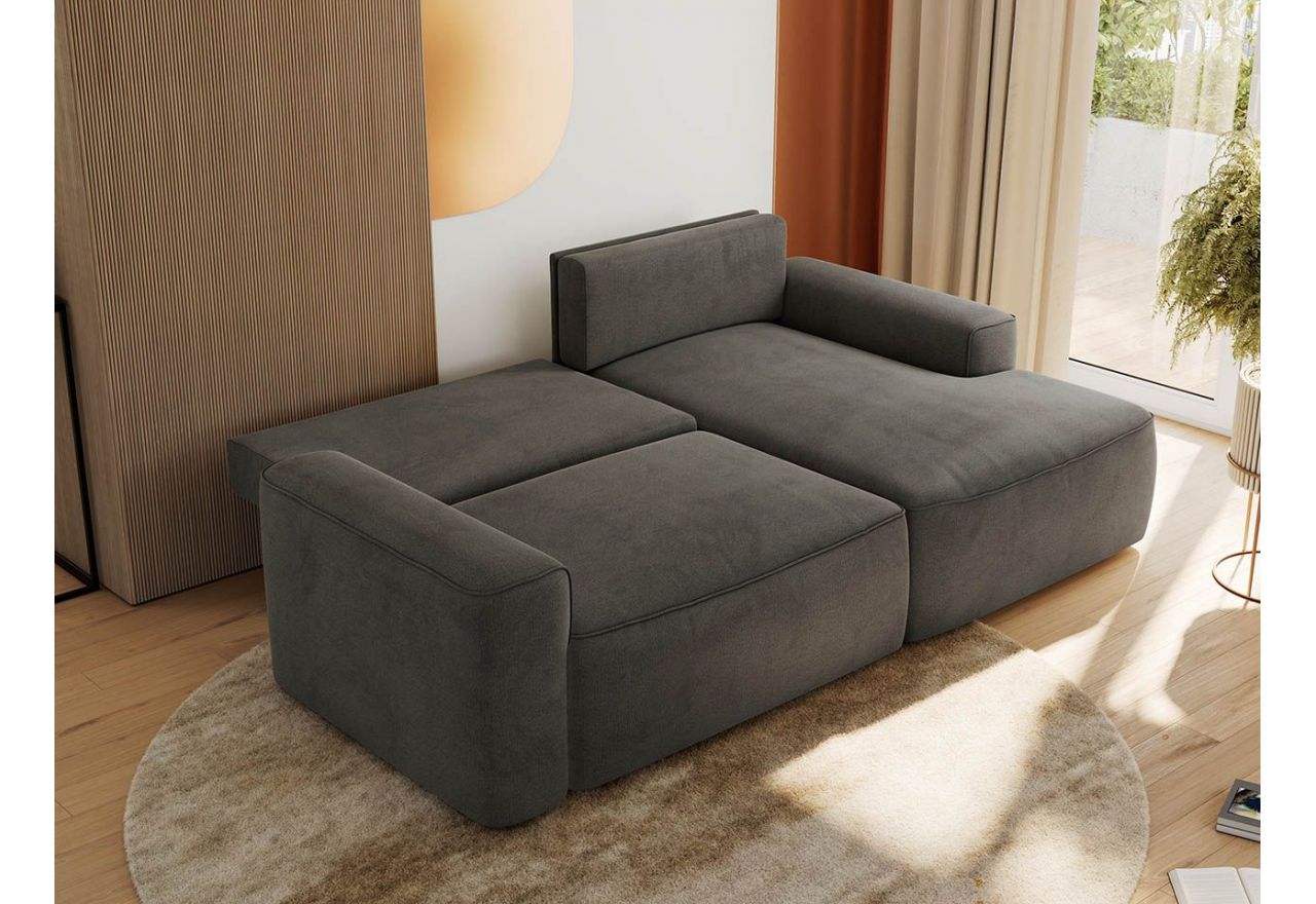 Narożnik BELLUNO L - strona prawa - ciemnoszary, welwet