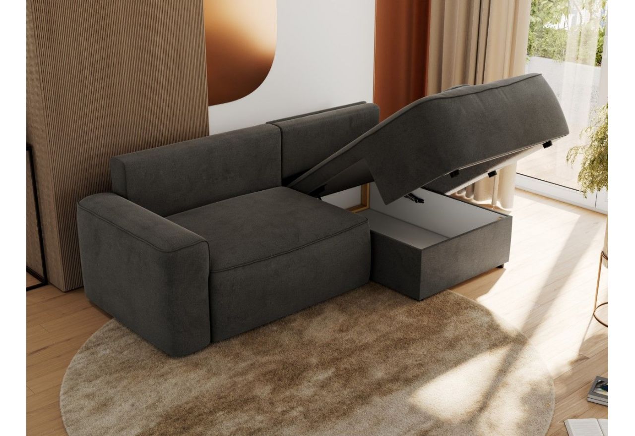 Narożnik BELLUNO L - strona prawa - ciemnoszary, welwet