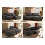 Narożnik BELLUNO L - strona prawa - ciemnoszary, welwet