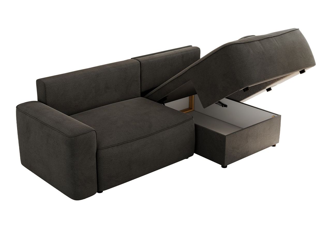 Narożnik BELLUNO L - strona prawa - ciemnoszary, welwet