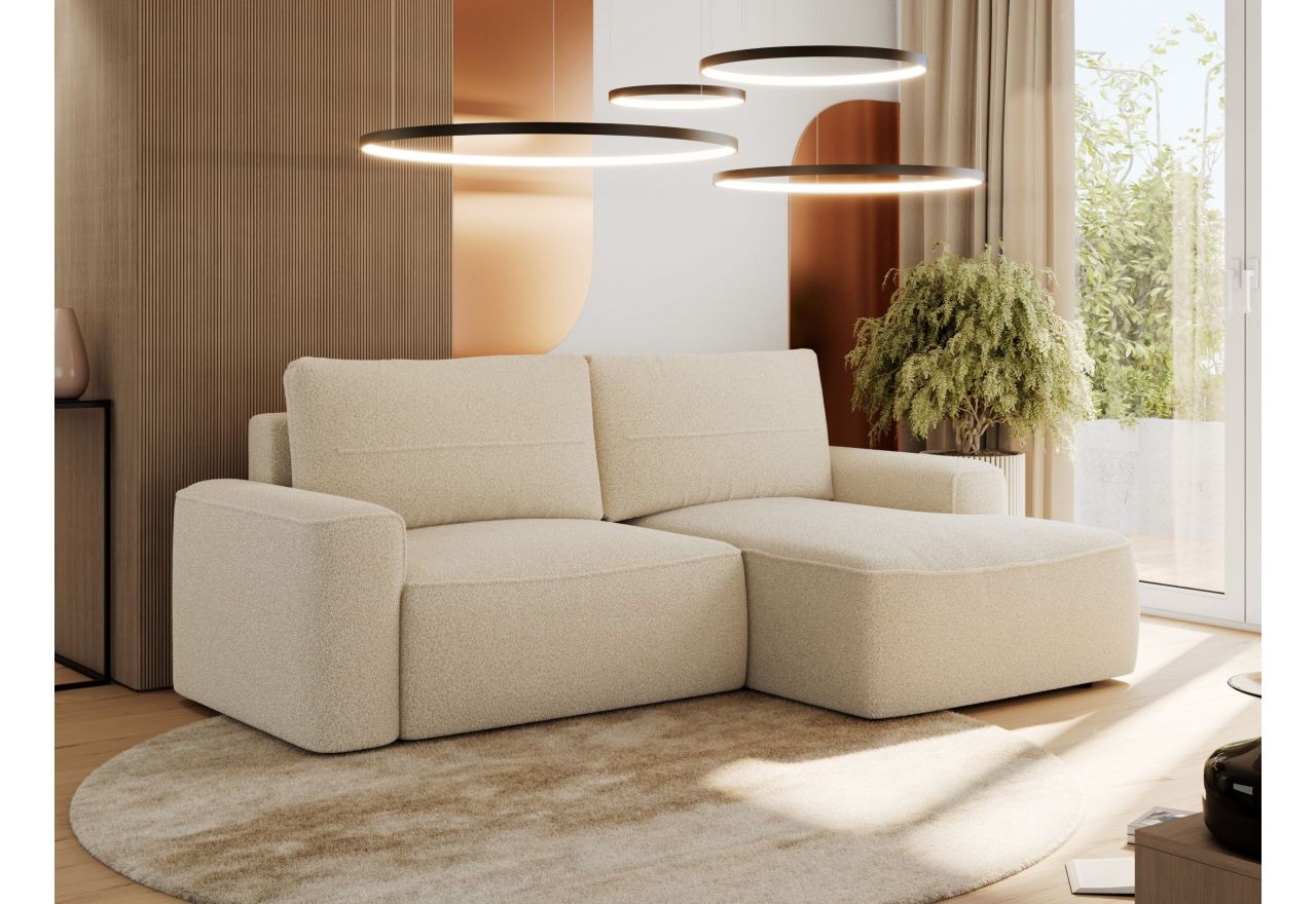 Narożnik BELLUNO L - strona prawa - beżowy, boucle