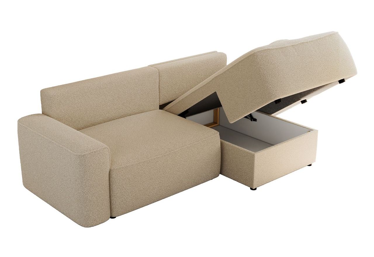 Narożnik BELLUNO L - strona prawa - beżowy, boucle