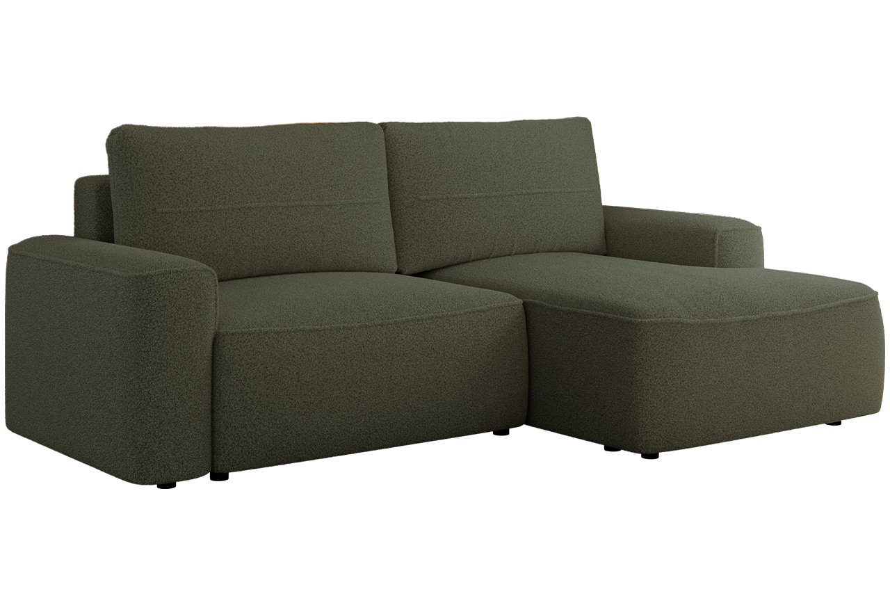 Narożnik BELLUNO L - strona prawa - ciemnozielony, boucle