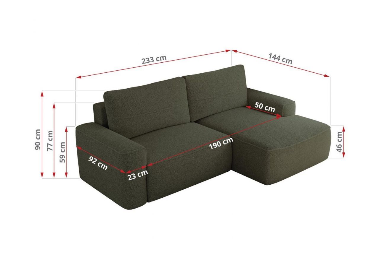 Narożnik BELLUNO L - strona prawa - ciemnozielony, boucle