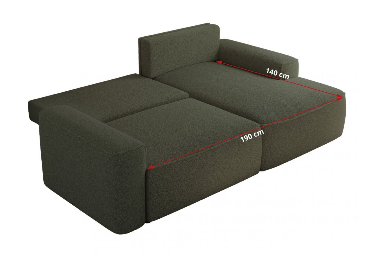 Narożnik BELLUNO L - strona prawa - ciemnozielony, boucle