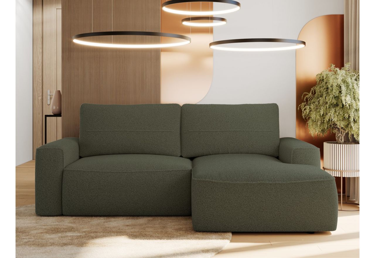 Narożnik BELLUNO L - strona prawa - ciemnozielony, boucle