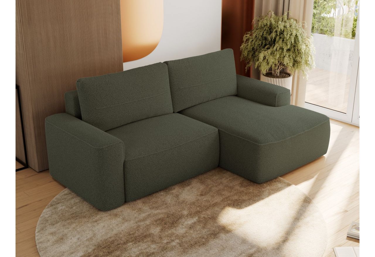 Narożnik BELLUNO L - strona prawa - ciemnozielony, boucle