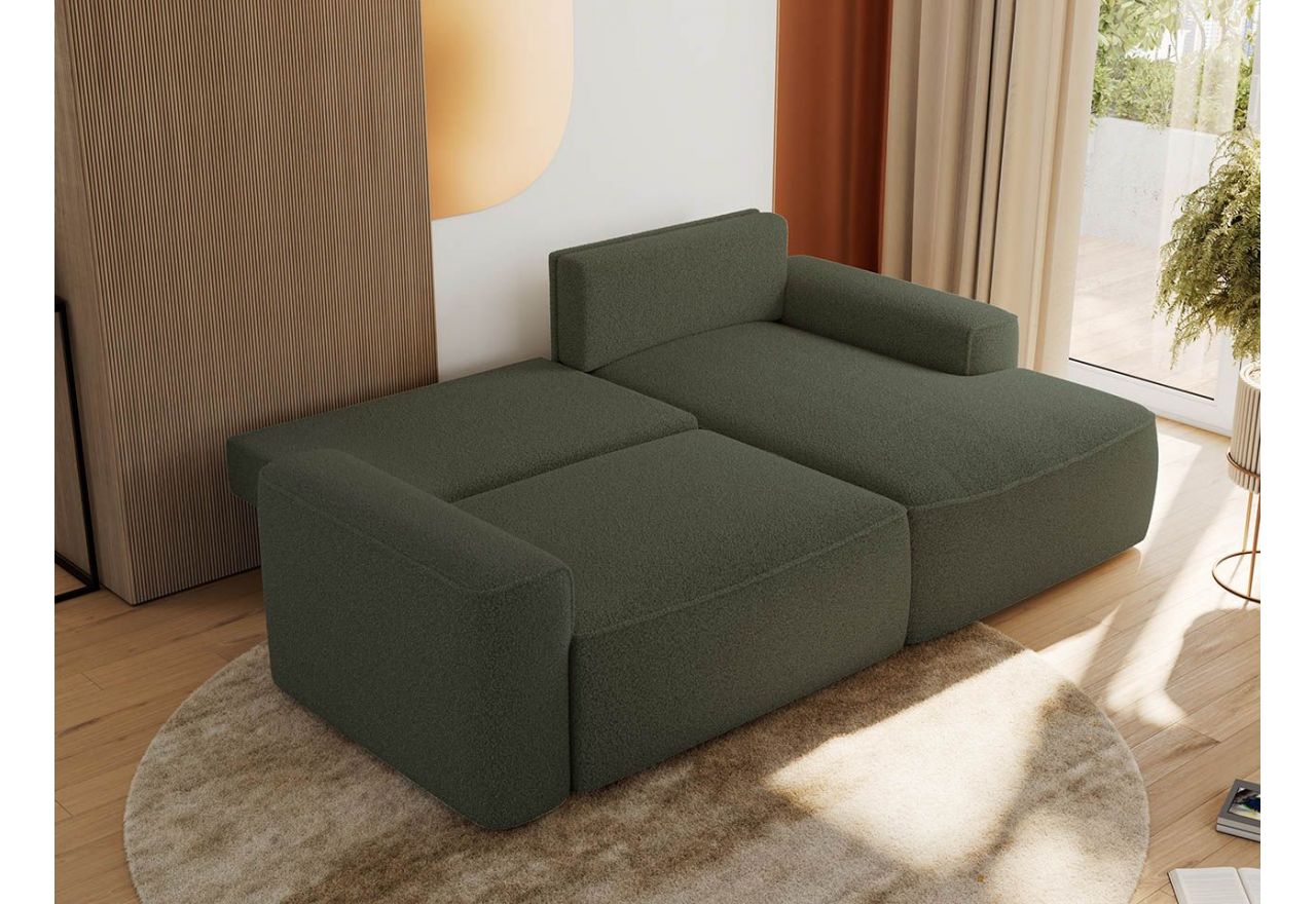 Narożnik BELLUNO L - strona prawa - ciemnozielony, boucle