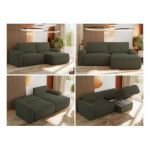 Narożnik BELLUNO L - strona prawa - ciemnozielony, boucle