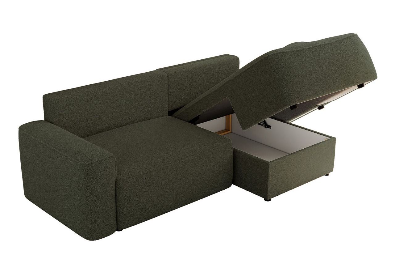 Narożnik BELLUNO L - strona prawa - ciemnozielony, boucle