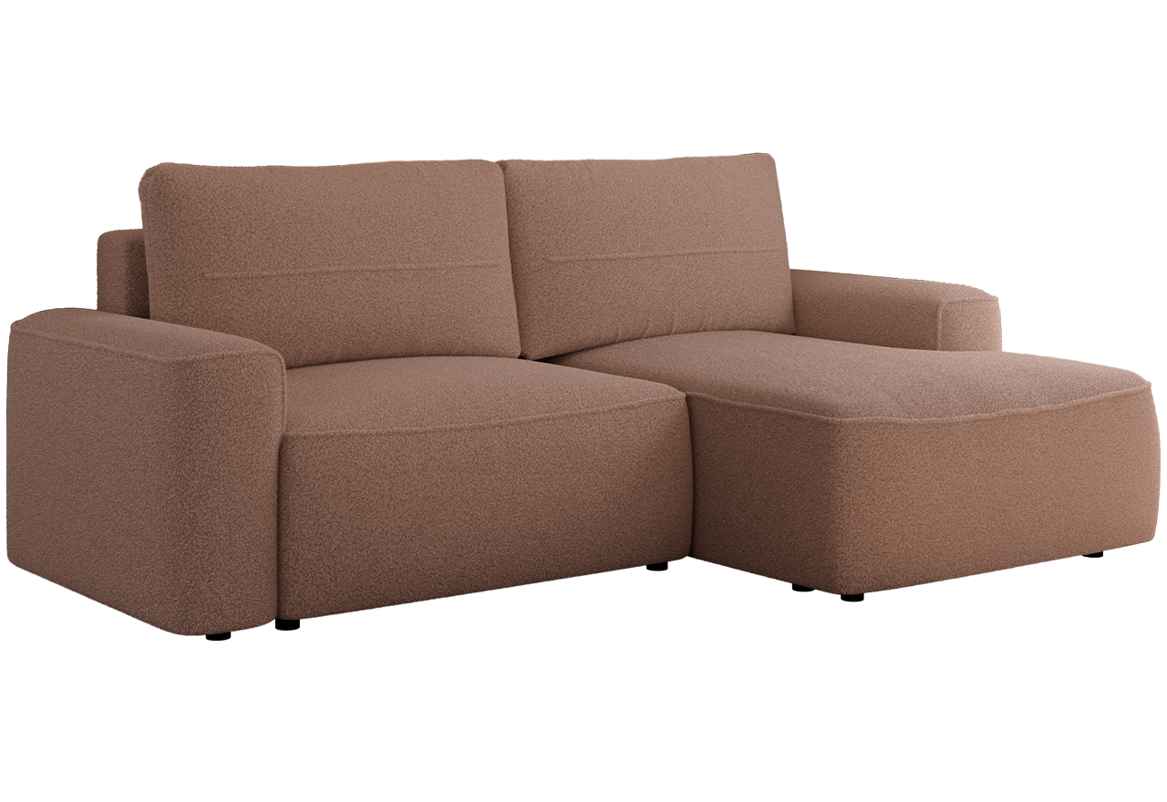 Narożnik BELLUNO L - strona prawa - różowy, boucle