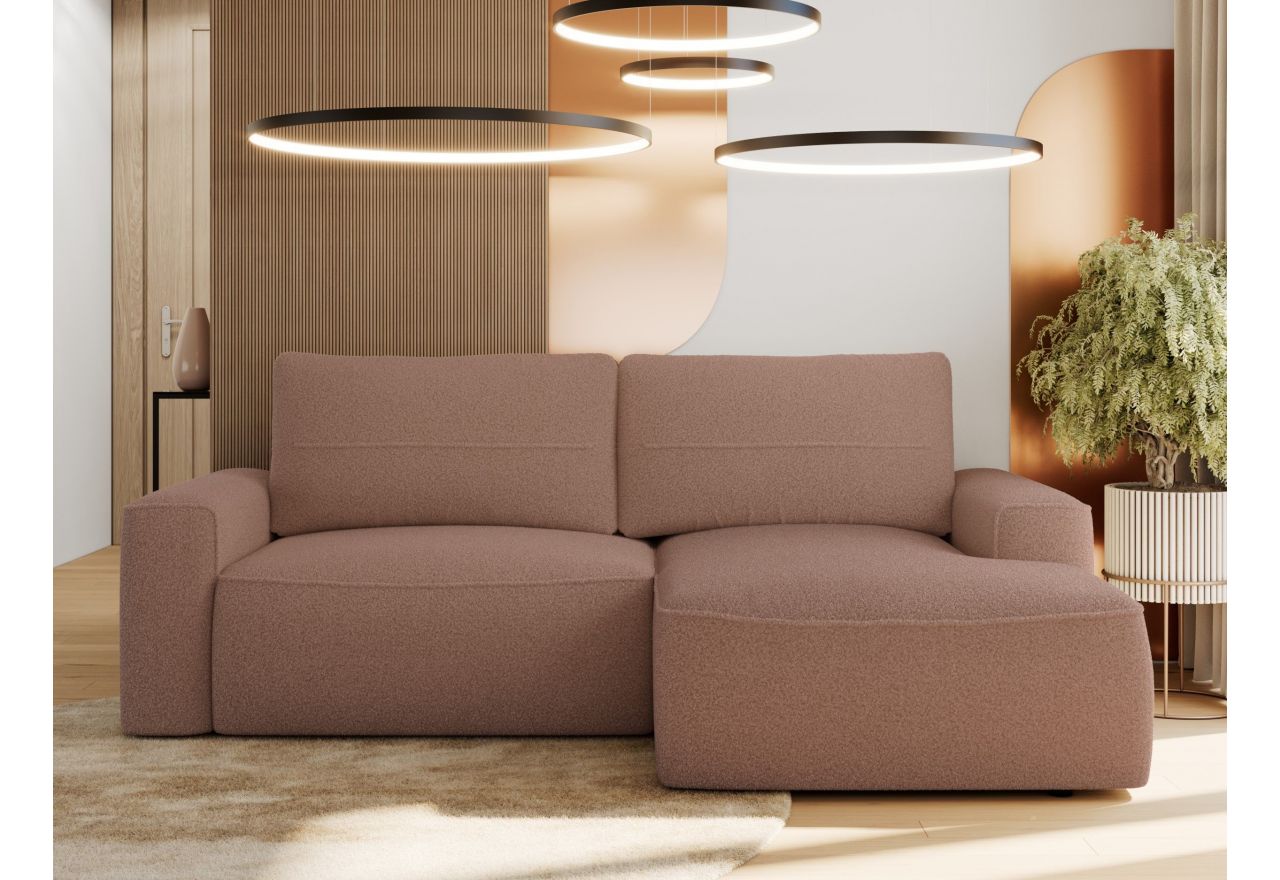 Narożnik BELLUNO L - strona prawa - różowy, boucle