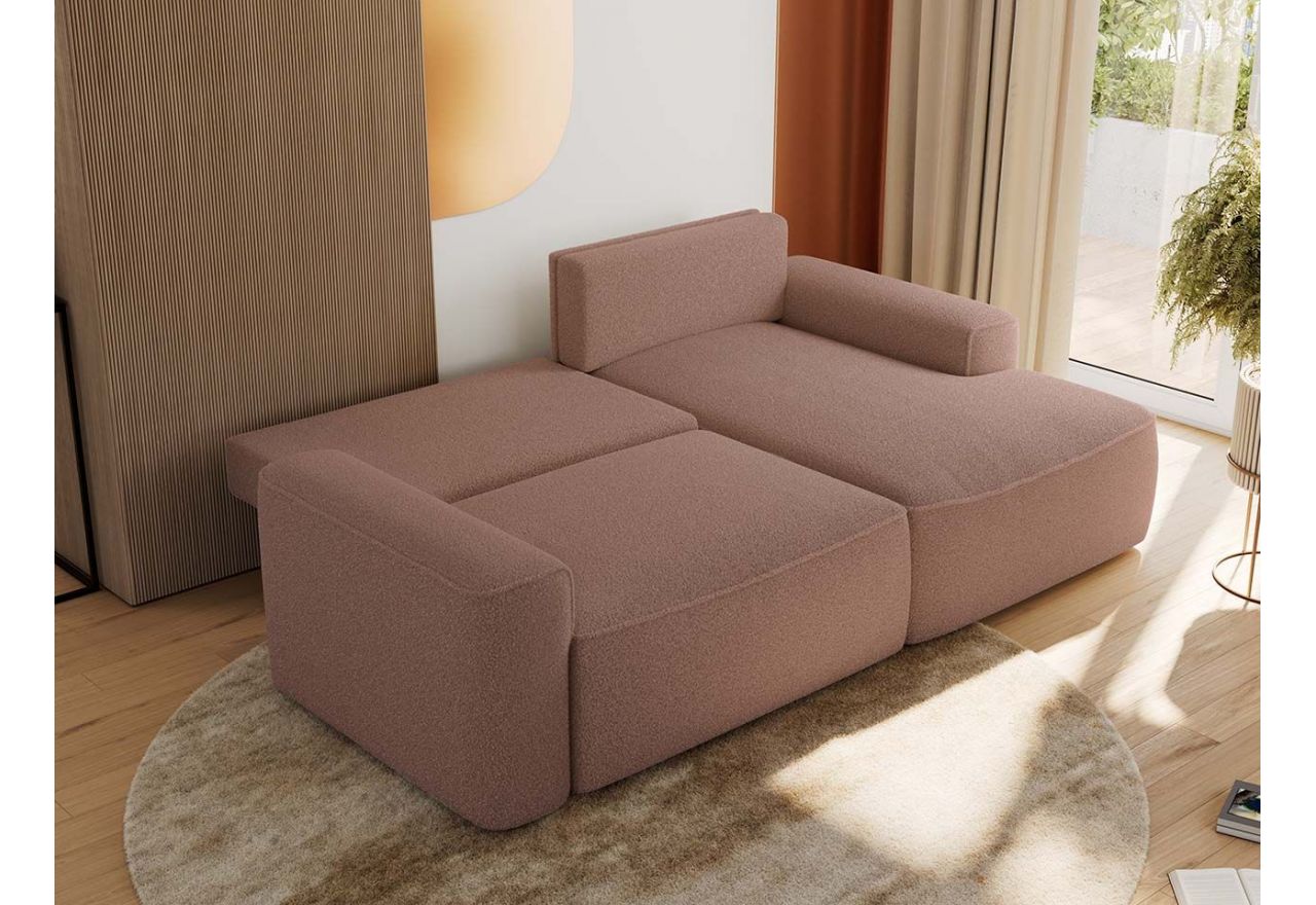 Narożnik BELLUNO L - strona prawa - różowy, boucle