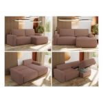 Narożnik BELLUNO L - strona prawa - różowy, boucle