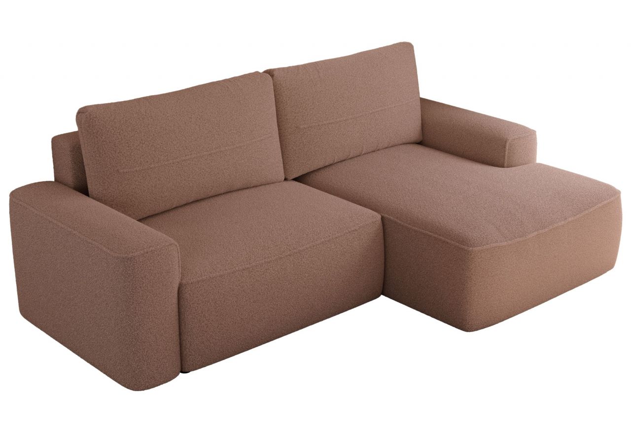 Narożnik BELLUNO L - strona prawa - różowy, boucle