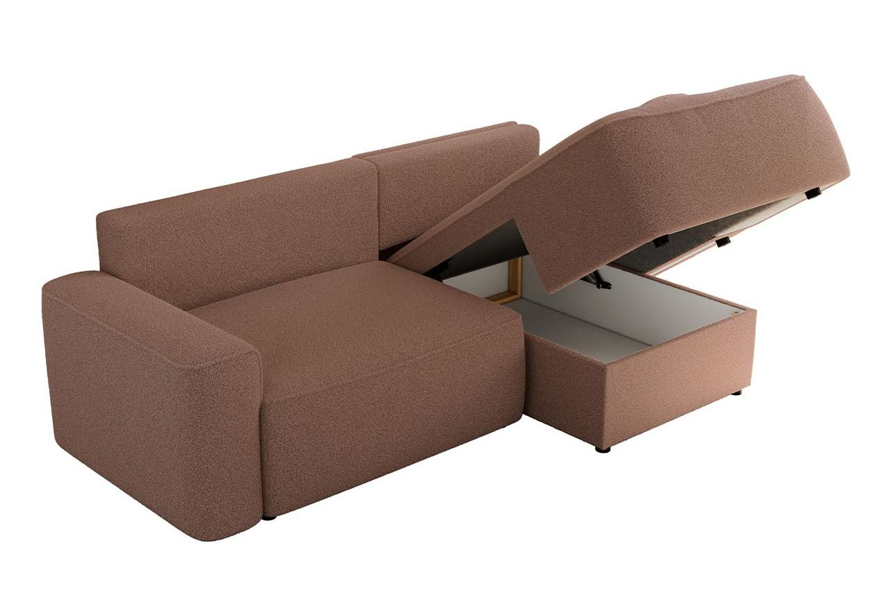 Narożnik BELLUNO L - strona prawa - różowy, boucle