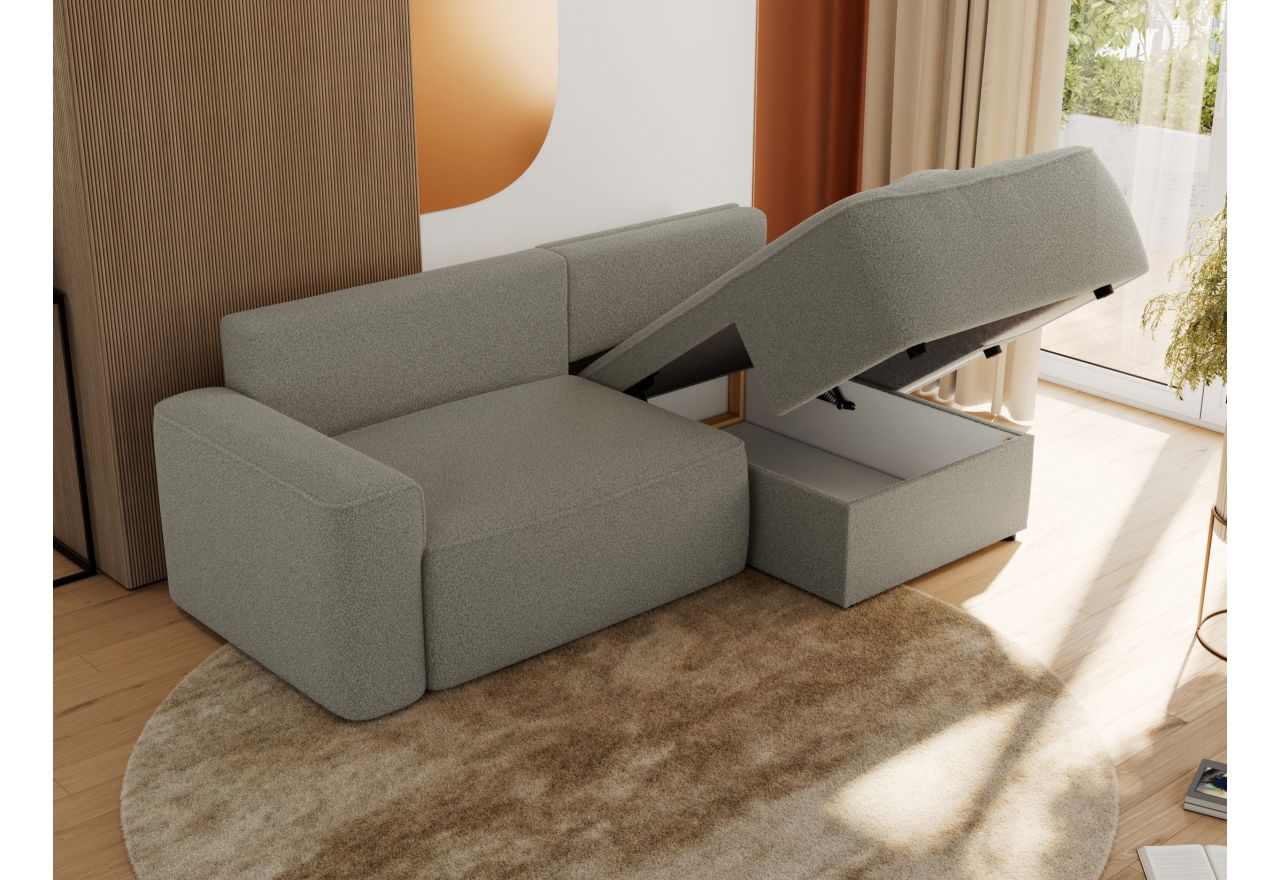 Narożnik BELLUNO L - strona prawa - szary, boucle