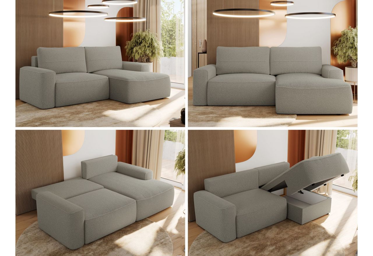 Narożnik BELLUNO L - strona prawa - szary, boucle