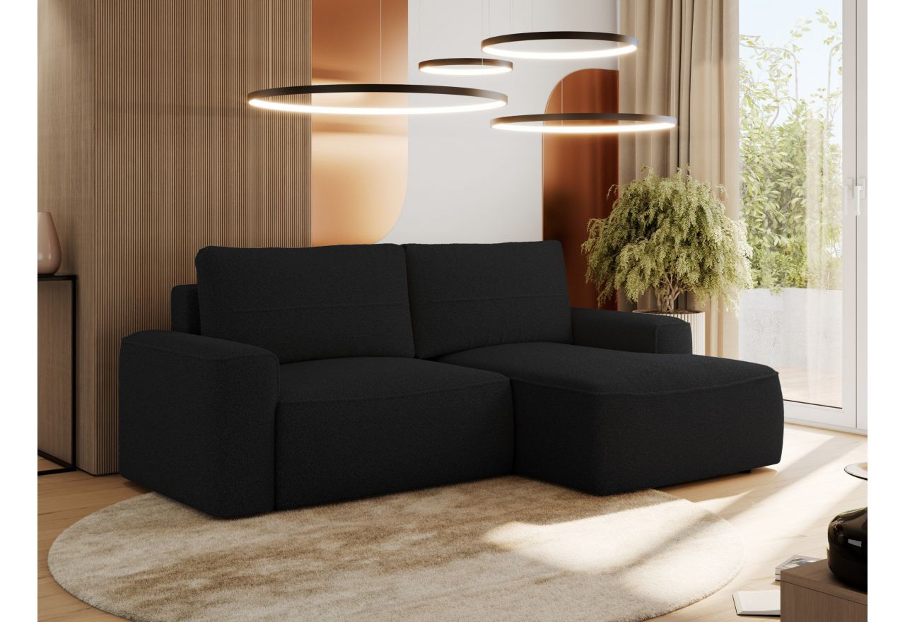 Narożnik BELLUNO L - strona prawa - czarny, boucle