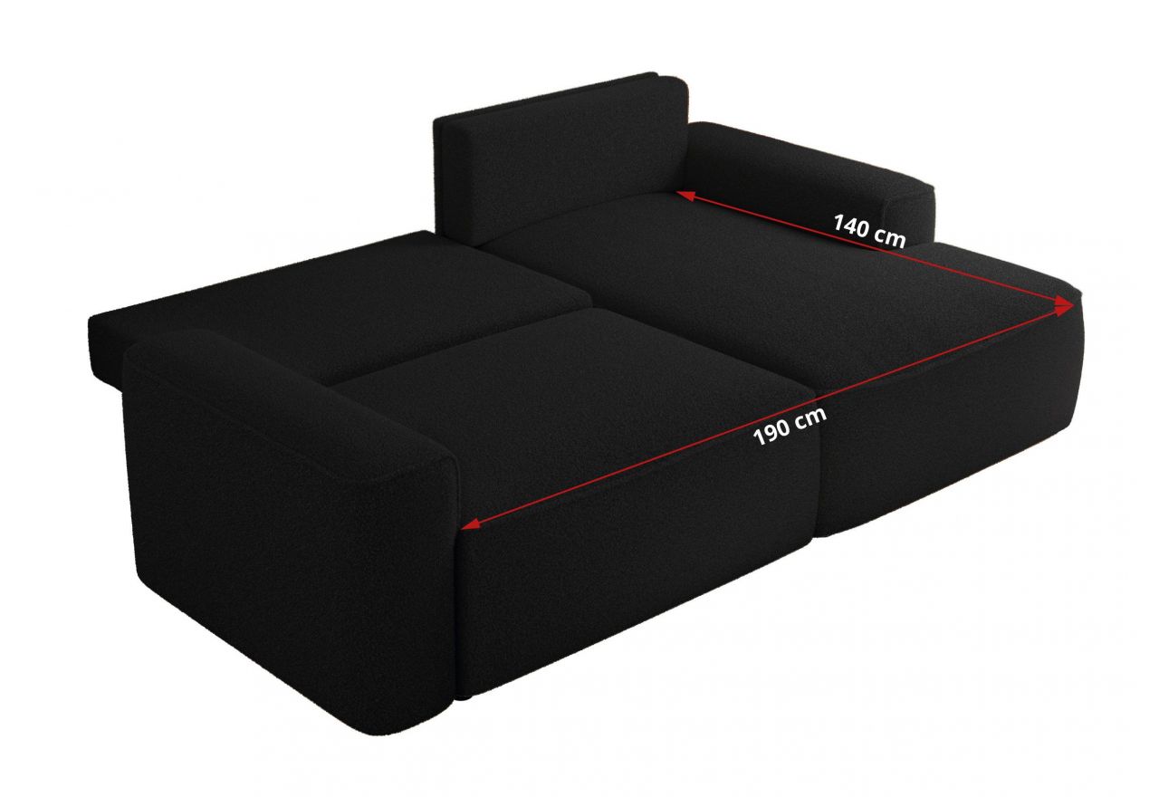 Narożnik BELLUNO L - strona prawa - czarny, boucle