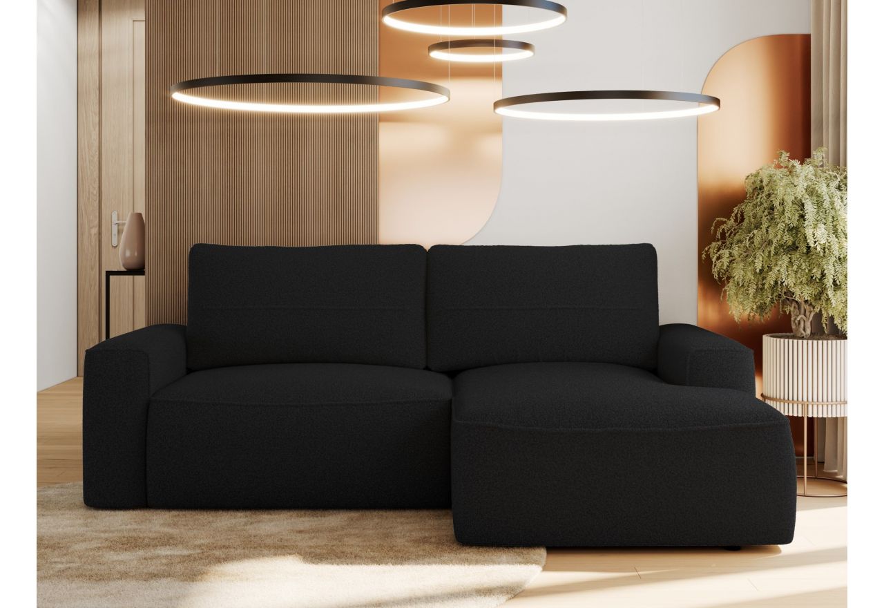 Narożnik BELLUNO L - strona prawa - czarny, boucle