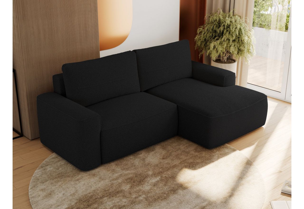 Narożnik BELLUNO L - strona prawa - czarny, boucle