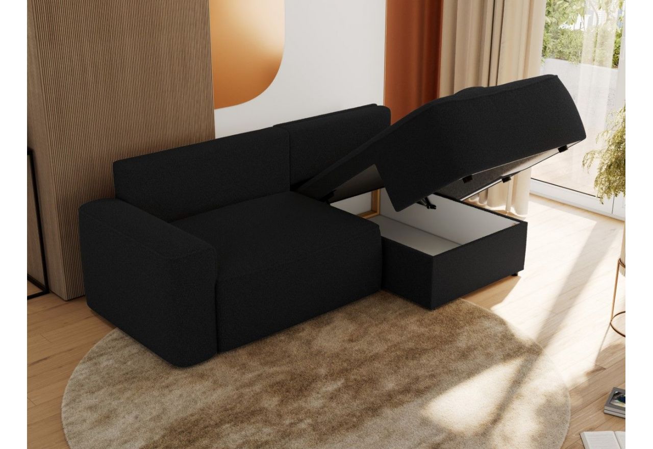 Narożnik BELLUNO L - strona prawa - czarny, boucle