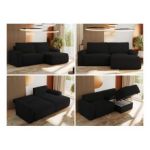 Narożnik BELLUNO L - strona prawa - czarny, boucle