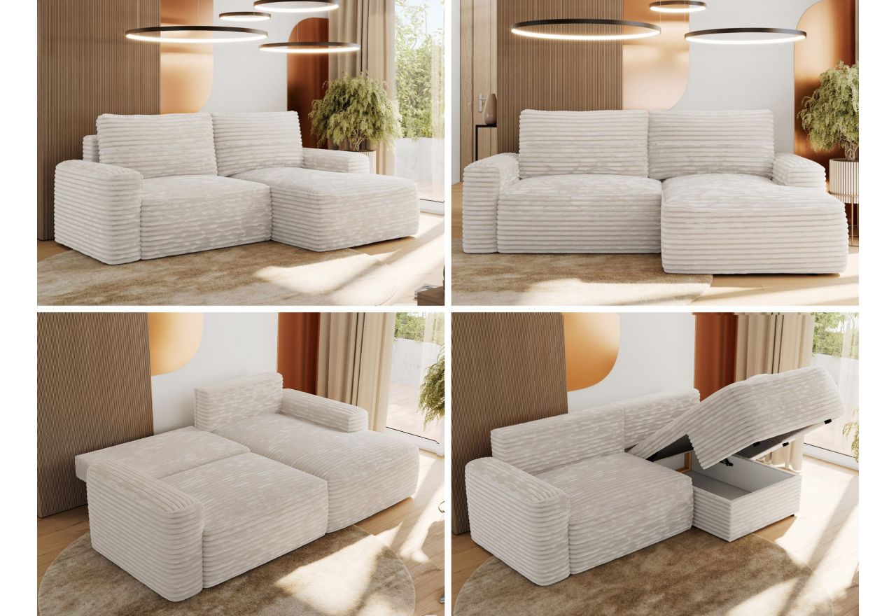 Narożnik BELLUNO L - strona prawa - beżowy, sztruks