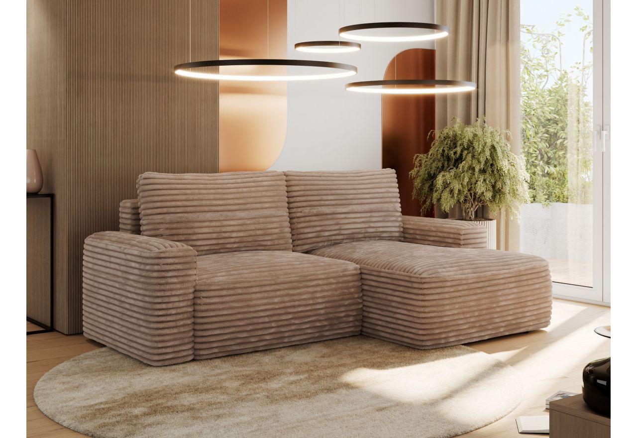 Narożnik BELLUNO L - strona prawa - brązowy, sztruks