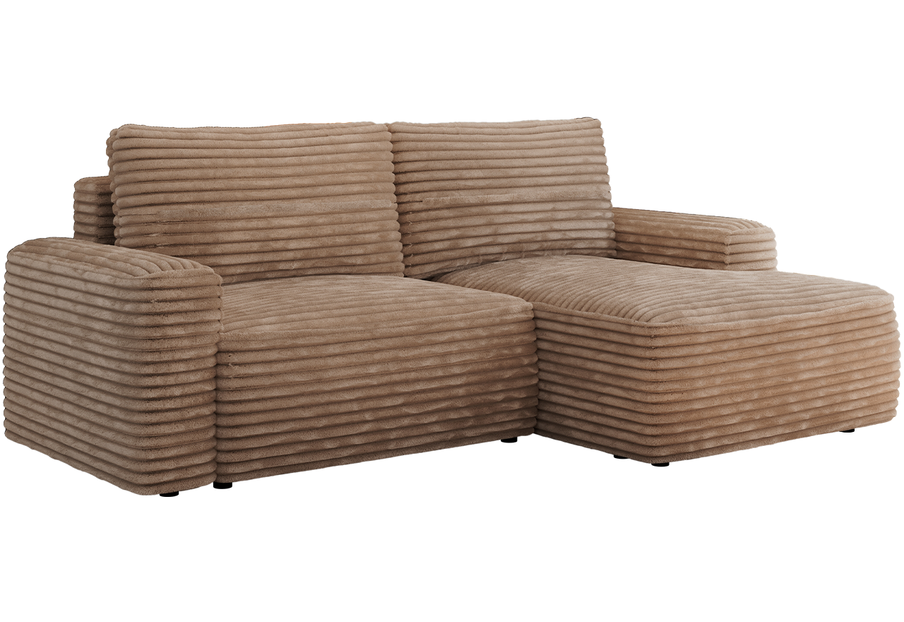 Narożnik BELLUNO L - strona prawa - brązowy, sztruks