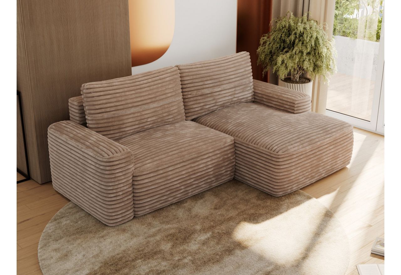 Narożnik BELLUNO L - strona prawa - brązowy, sztruks