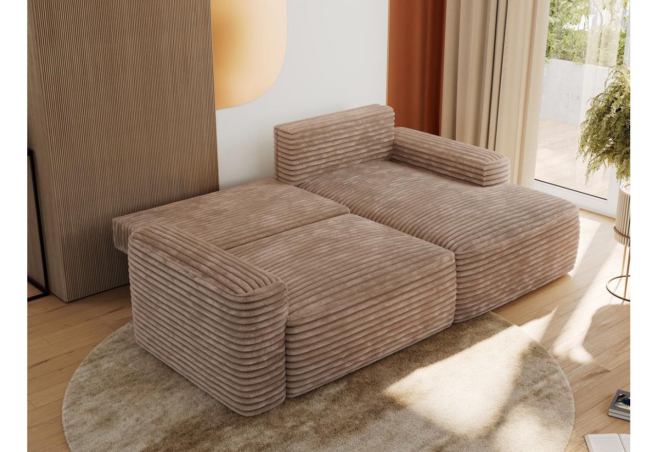 Narożnik BELLUNO L - strona prawa - brązowy, sztruks