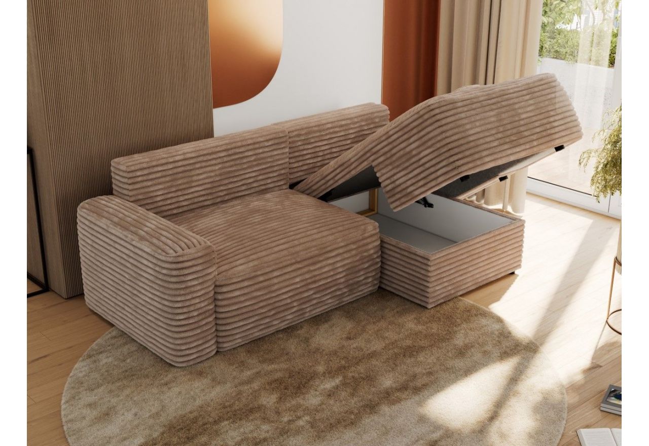 Narożnik BELLUNO L - strona prawa - brązowy, sztruks