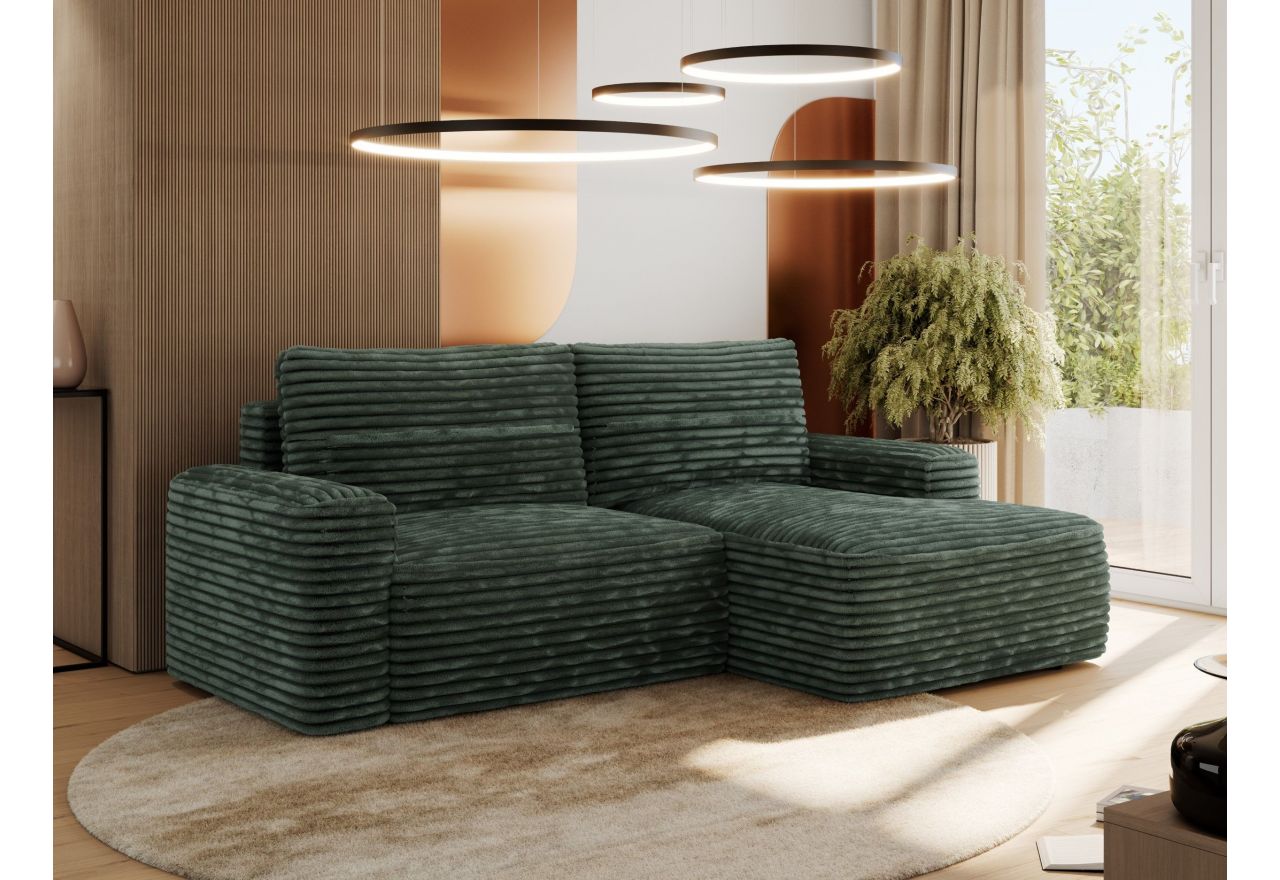 Narożnik BELLUNO L - strona prawa - ciemnozielony, sztruks