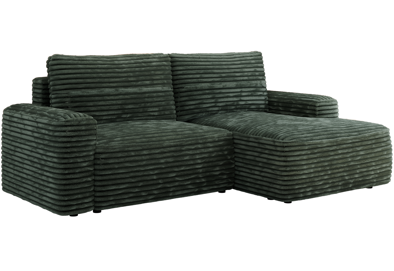 Narożnik BELLUNO L - strona prawa - ciemnozielony, sztruks