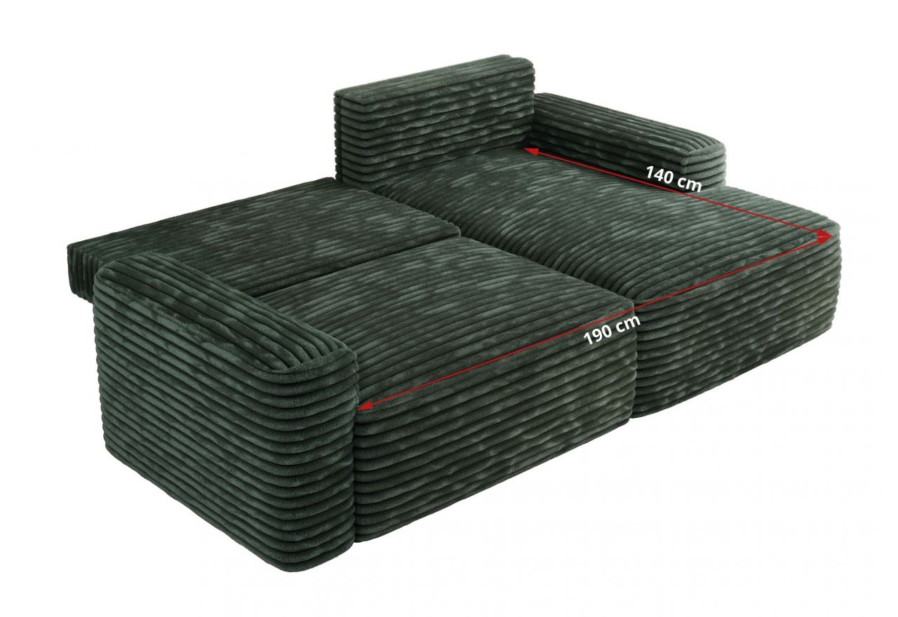 Narożnik BELLUNO L - strona prawa - ciemnozielony, sztruks